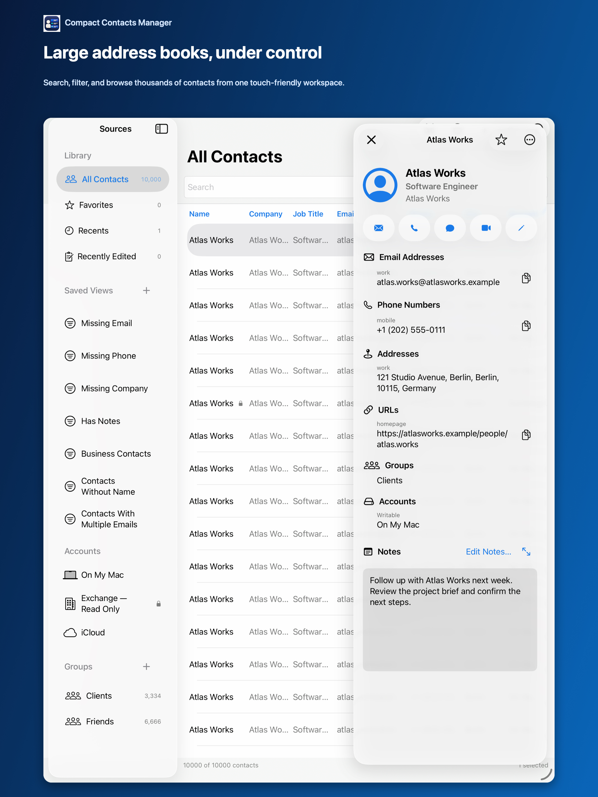 Compact Contacts for iPad