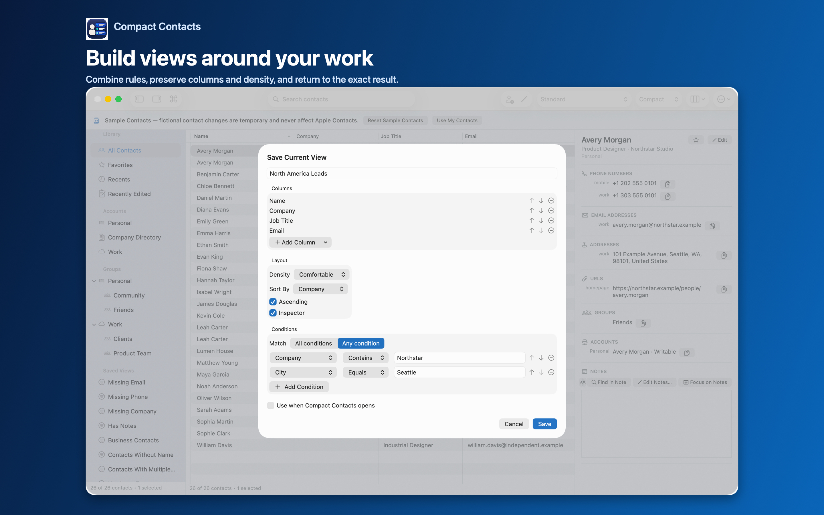 Compact Contacts for Mac